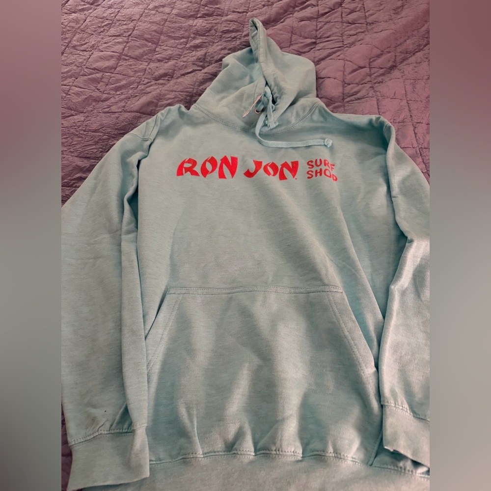 Ron Jon Surf Shop light blue Hoodie with Logo NWT Size XL